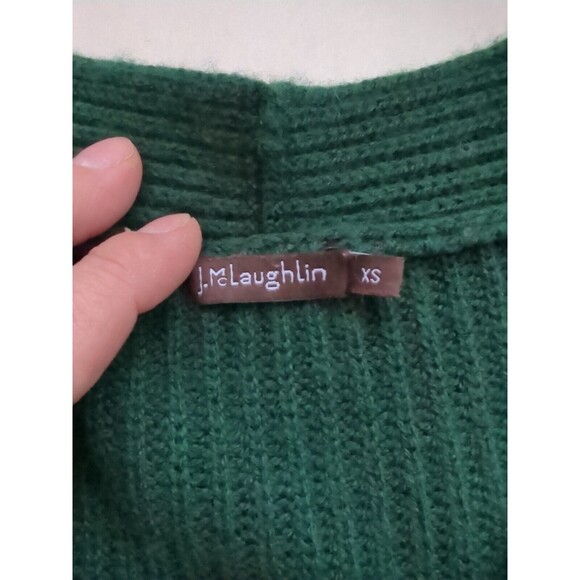 J. McLaughlin XS Cashmere Wool Blend V Neck Long Sleeve Knit Green Sweater EUC - Picture 7 of 9